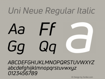 Uni Neue Regular Italic Version 1.0图片样张