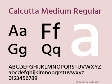 Calcutta Medium Regular Version 1.000;PS 1.0;hotconv 1.0.86;makeotf.lib2.5.63406 Font Sample