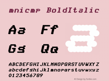 mnicmp BoldItalic Version 001.000 Font Sample