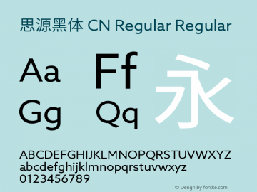 思源黑体 CN Regular Regular Version 1.000;PS 1;hotconv 1.0.78;makeotf.lib2.5.61930 Font Sample