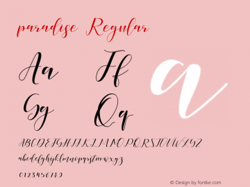 paradise Regular Version 1.000 Font Sample