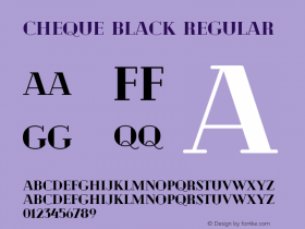 Cheque Black Regular Version 1.000;PS 001.000;hotconv 1.0.88;makeotf.lib2.5.64775; ttfautohint (v1.4.1) Font Sample