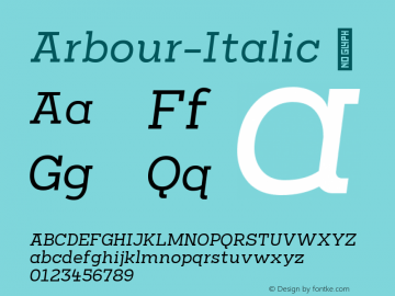 Arbour-Italic ☞ Version 1.001;PS 001.001;hotconv 1.0.88;makeotf.lib2.5.64775;com.myfonts.easy.typeunion.arbour.italic.wfkit2.version.4HxA Font Sample