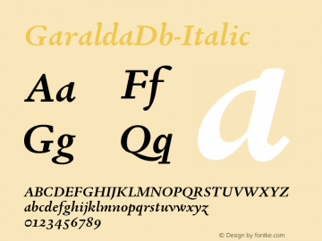 GaraldaDb-Italic ☞ Version 1.004;com.myfonts.easy.type-together.garalda.demibold-italic.wfkit2.version.4HF6图片样张