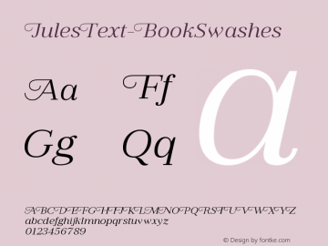 JulesText-BookSwashes ☞ Version 1.001;PS 001.001;hotconv 1.0.70;makeotf.lib2.5.58329;com.myfonts.easy.dstype.jules-text.book-swashes.wfkit2.version.4HD5图片样张