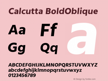 Calcutta BoldOblique Version 1.000;PS 1.0;hotconv 1.0.86;makeotf.lib2.5.63406图片样张