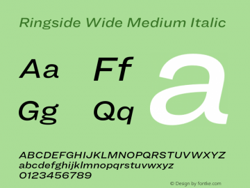 Ringside Wide Medium Italic Version 1.200 Font Sample