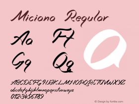 Miciana Regular Version 1.000 Font Sample