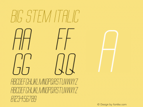 Big Stem Italic 1.000 Font Sample