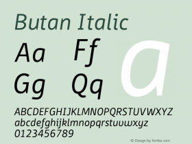 Butan Italic Version 1.000;PS 001.001;hotconv 1.0.56图片样张