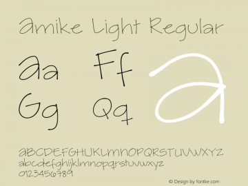 Amike Light Regular Version 1.000;PS 001.000;hotconv 1.0.88;makeotf.lib2.5.64775 Font Sample