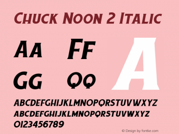Chuck Noon 2 Italic 1.000 Font Sample