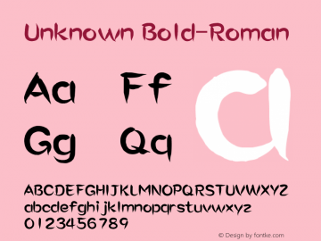 Unknown Bold-Roman Version 1.0 Font Sample