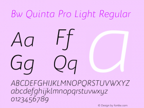 Bw Quinta Pro Light Regular Version 1.110;PS 001.110;hotconv 1.0.70;makeotf.lib2.5.58329图片样张
