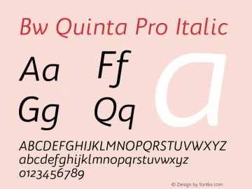 Bw Quinta Pro Italic Version 1.110;PS 001.110;hotconv 1.0.70;makeotf.lib2.5.58329 Font Sample