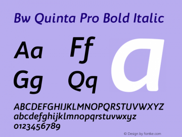 Bw Quinta Pro Bold Italic Version 1.110;PS 001.110;hotconv 1.0.70;makeotf.lib2.5.58329 Font Sample