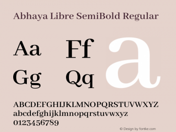Abhaya Libre SemiBold Regular Version 1.050;PS 1.0;hotconv 1.0.86;makeotf.lib2.5.63406 Font Sample