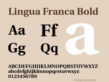 Lingua Franca Bold Version 1.17 Font Sample