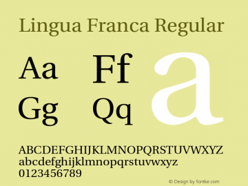 Lingua Franca Regular Version 1.17 Font Sample