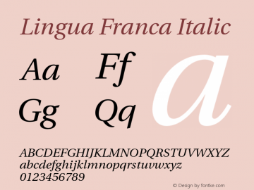 Lingua Franca Italic Version 1.17 Font Sample