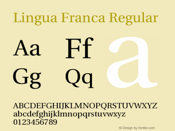 Lingua Franca Regular Version 1.17 Font Sample
