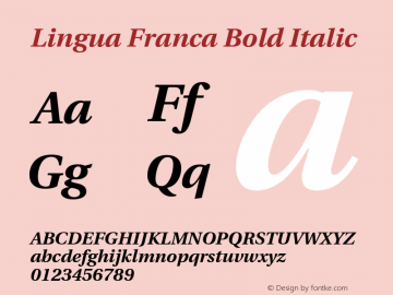 Lingua Franca Bold Italic Version 1.17 Font Sample