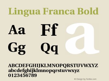 Lingua Franca Bold Version 1.18 Font Sample