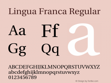 Lingua Franca Regular Version 1.18 Font Sample