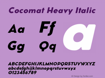 Cocomat Heavy Italic Version 2.001 Font Sample