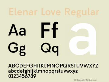 Elenar Love Regular Version 1.000;PS 001.000;hotconv 1.0.88;makeotf.lib2.5.64775图片样张