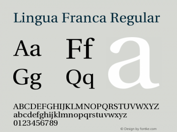 Lingua Franca Regular Version 1.19  Font Sample