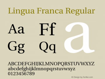 Lingua Franca Regular Version 1.19 Font Sample