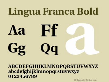 Lingua Franca Bold Version 1.19 Font Sample