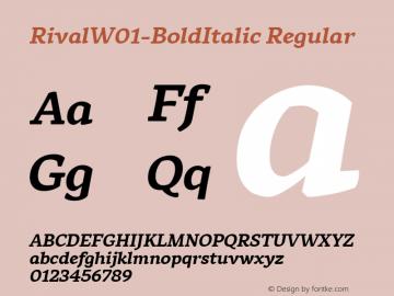 RivalW01-BoldItalic Regular Version 1.00 Font Sample