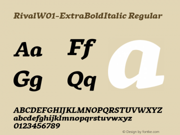 RivalW01-ExtraBoldItalic Regular Version 1.00 Font Sample