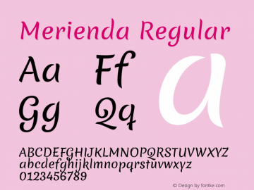 Merienda Regular Version 1.001; ttfautohint (v1.4.1) Font Sample