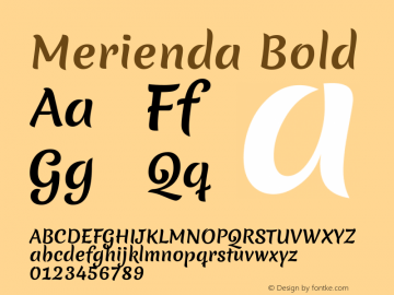 Merienda Bold Version 1.001; ttfautohint (v1.4.1) Font Sample