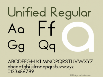 Unified Regular Version 1.000;PS 001.000;hotconv 1.0.70;makeotf.lib2.5.58329 Font Sample
