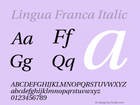 Lingua Franca Italic Version 1.19  Font Sample