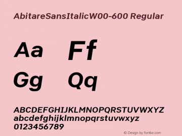 AbitareSansItalicW00-600 Regular Version 1.60 Font Sample