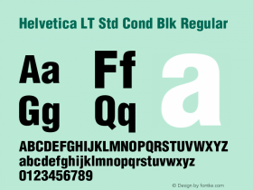 Helvetica LT Std Cond Blk Regular Version 2.124;PS 005.000;hotconv 1.0.67;makeotf.lib2.5.33168 Font Sample