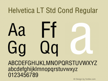 Helvetica LT Std Cond Regular Version 2.124;PS 005.000;hotconv 1.0.67;makeotf.lib2.5.33168图片样张