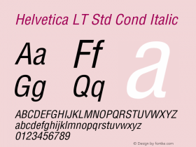 Helvetica LT Std Cond Italic Version 2.124;PS 005.000;hotconv 1.0.67;makeotf.lib2.5.33168图片样张