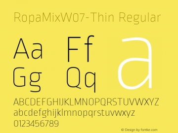 RopaMixW07-Thin Regular Version 1.10 Font Sample