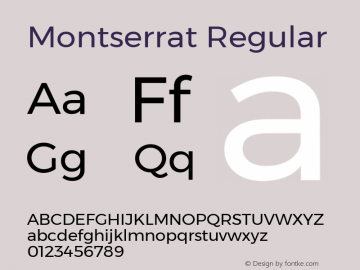 Montserrat Regular Version 6.002 Font Sample