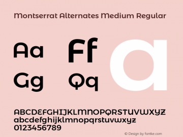 Montserrat Alternates Medium Regular Version 6.002 Font Sample