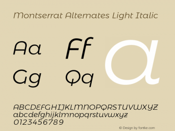 Montserrat Alternates Light Italic Version 6.002图片样张