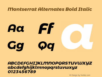 Montserrat Alternates Bold Italic Version 6.002图片样张