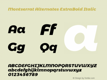 Montserrat Alternates ExtraBold Italic Version 6.002图片样张