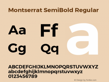 Montserrat SemiBold Regular Version 6.002 Font Sample